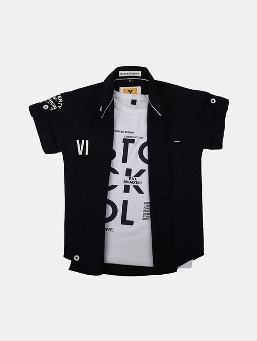 kids printed shirt with a sleeveless t-shirt - 20588203 - Very Small Image - 1