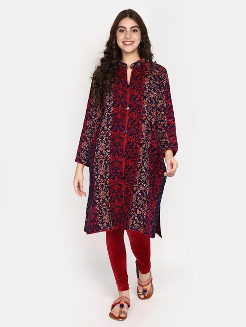 red self design detailed kurta - 20588642 - Very Small Image - 1
