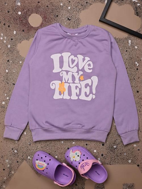 lavender front printed detailed sweatshirt - 20588848 - Very Small Image - 1