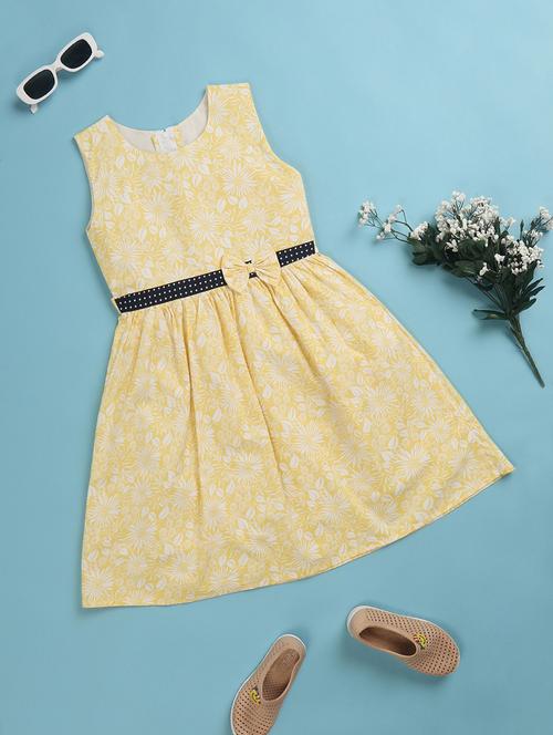 yellow cotton blend frock - 20589575 - Very Small Image - 1