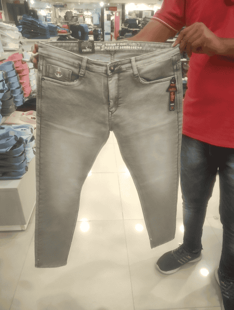 light grey cotton knitted denim jeans - 20589599 - Very Small Image - 1