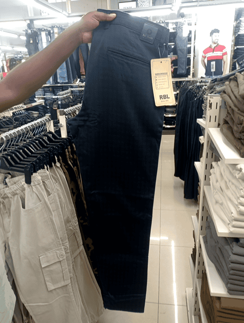 navy blue satin casual trousers - 20591102 - Very Small Image - 1