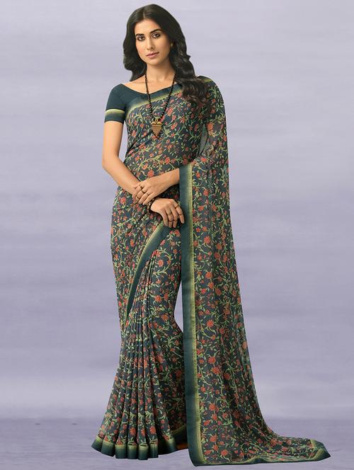 women floral printed saree with blouse - 20591563 - Very Small Image - 1