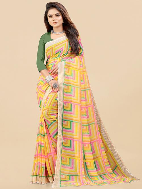 women multi color printed georgette saree with blouse - 20592026 - Very Small Image - 1