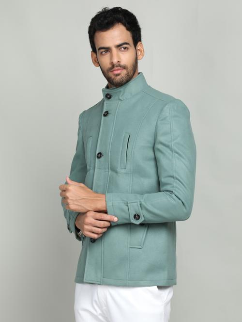 men solid green detailed casual blazer - 20592468 - Very Small Image - 1