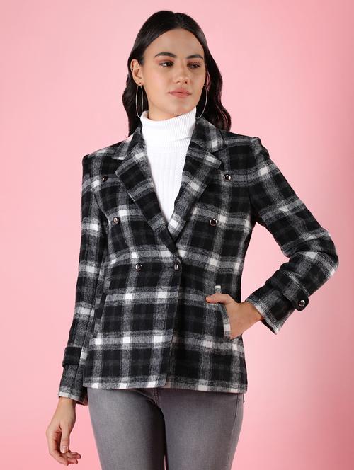 women checkered regular coat - 20592504 - Very Small Image - 1