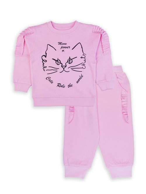 boys pink printed full length twin set - 20592650 - Very Small Image - 1
