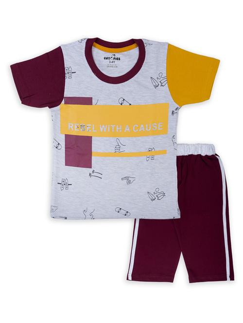 boys printed capri twin set - 20592724 - Very Small Image - 1