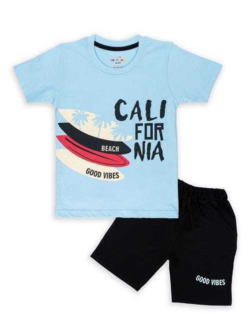 boys printed shorts twin set - 20592825 - Very Small Image - 1
