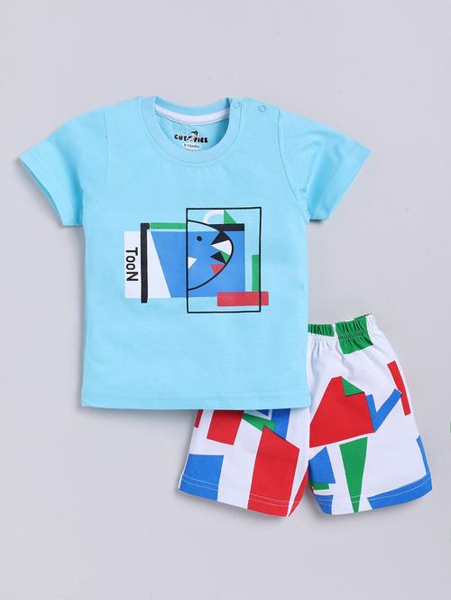 boys printed shorts twin set - 20592910 - Very Small Image - 1