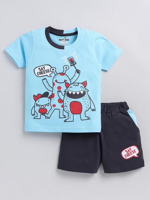 light blue cotton blend shorts twin set - 20592936 - Very Small Image - 1
