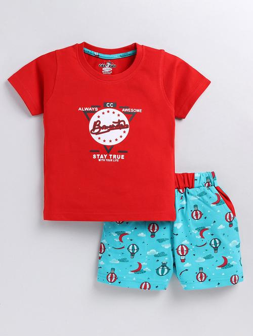 red cotton blend shorts twin set - 20592960 - Very Small Image - 1