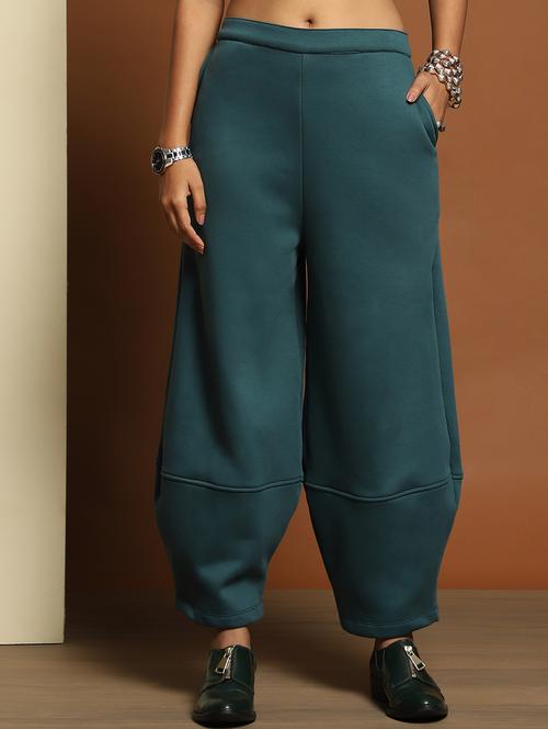 women teal solid harem pant trouser - 20594167 - Very Small Image - 1