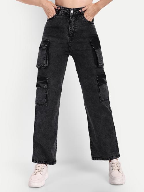 women plain black cargos - 20594357 - Very Small Image - 1