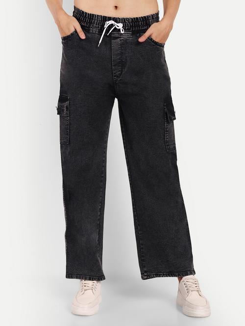 women plain black cargos - 20594379 - Very Small Image - 1