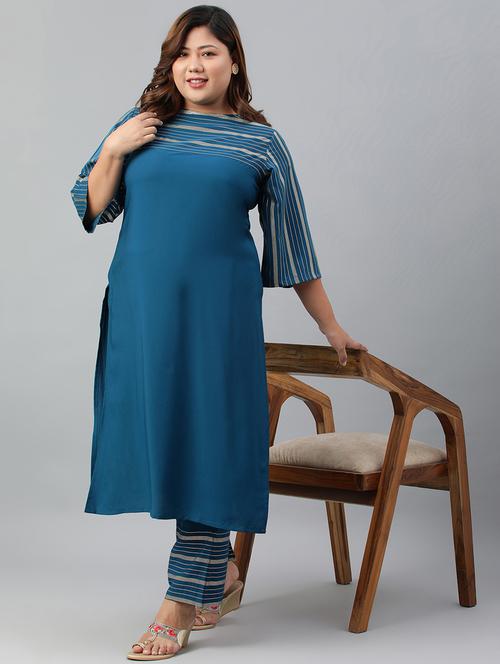 teal kurta palazzo set - 20594431 - Very Small Image - 1