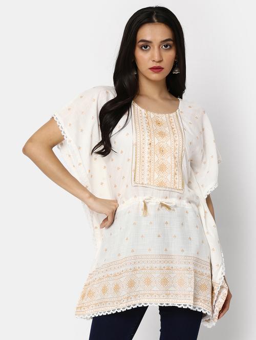 women white round neck kaftan kurti - 20594633 - Very Small Image - 1