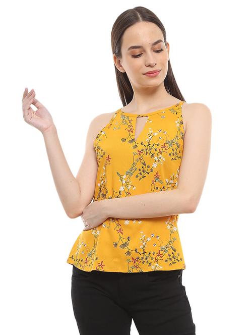 women yellow floral printed regular top - 20594759 - Very Small Image - 1