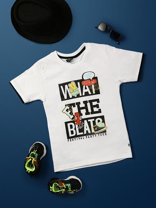 white typographic round neck t-shirt - 20595197 - Very Small Image - 1