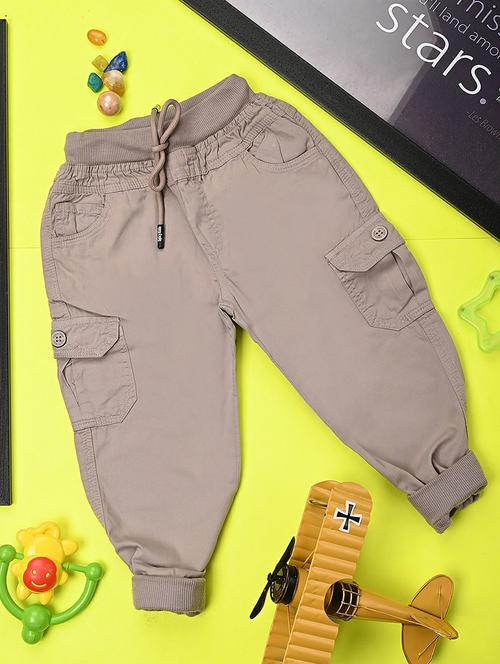 taupe cotton solid cargos - 20595550 - Very Small Image - 1