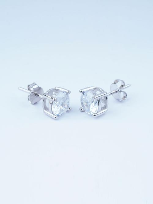 silver single solitaire stud earring - 20595612 - Very Small Image - 1