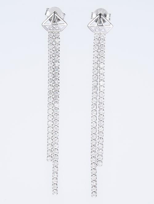 silver white stone drop earring - 20595628 - Very Small Image - 1