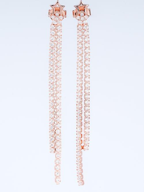rose gold white stone drop earring - 20595633 - Very Small Image - 1
