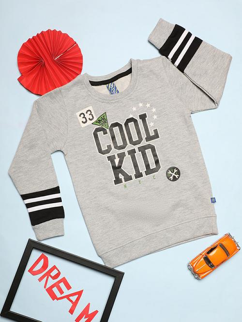 grey melange front print sweatshirt - 20595786 - Very Small Image - 1