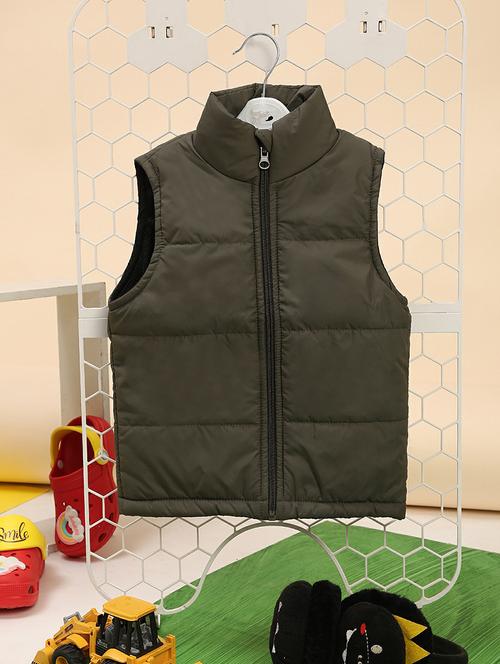 green solid sleeveless quilted jacket - 20595863 - Very Small Image - 1
