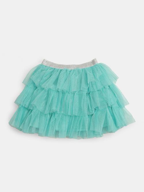 kids solid green layered skirt - 20595933 - Very Small Image - 1