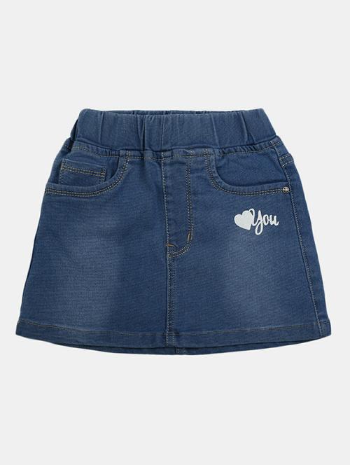 kids blue typographic detailed denim skirt - 20595936 - Very Small Image - 1