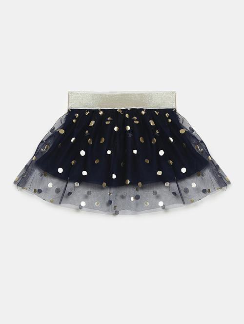 kids blue foil work flared skirt - 20595938 - Very Small Image - 1