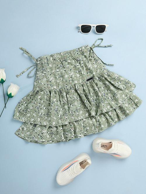 kids floral printed layered regular skirt - 20595952 - Very Small Image - 1