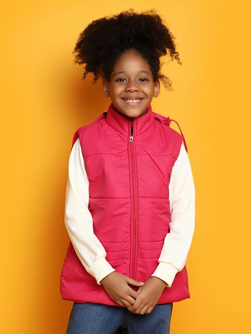 kids fuchsia pink detachable hooded sleeveless jacket - 20596075 - Very Small Image - 1