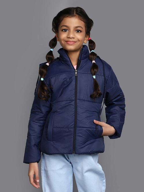 kids navy blue detachable hooded jacket - 20596089 - Very Small Image - 1