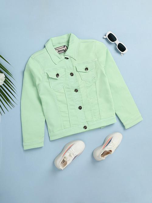 girls neo mint solid regular jacket - 20596137 - Very Small Image - 1