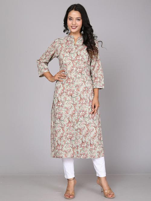 women multi color mandarin neck straight kurta - 20596330 - Very Small Image - 1
