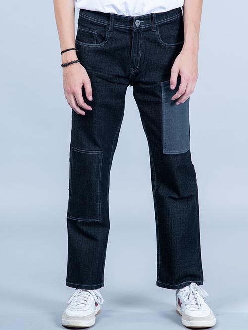 mens straight fit color block jeans - 20596498 - Very Small Image - 1