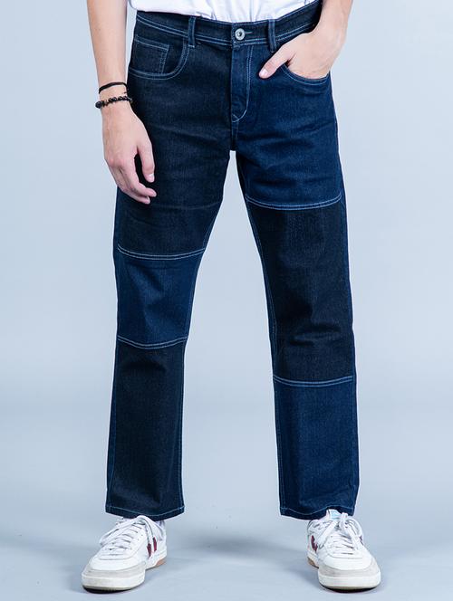 mens straight fit color block jeans - 20596513 - Very Small Image - 1