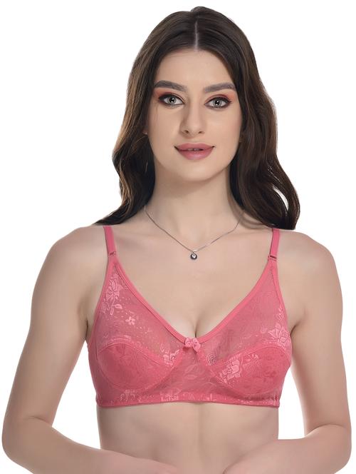 women coral pink self design t-shirt bra - 20596921 - Very Small Image - 1