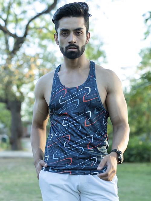 men printed elastane sleeveless vest - 20597332 - Very Small Image - 1