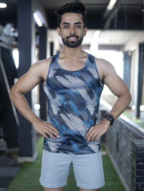 men printed elastane sleeveless vest - 20597349 - Very Small Image - 1
