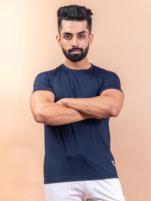 men solid elastane short sleeve t-shirt - 20597377 - Very Small Image - 1