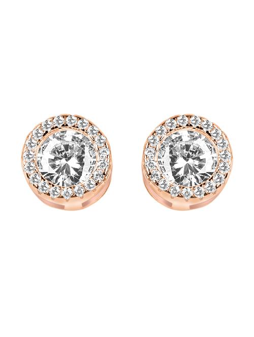 silver and rose gold studs earrings - 20597406 - Very Small Image - 1