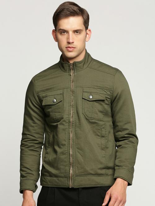 olive cotton bomber jacket - 20598508 - Very Small Image - 1