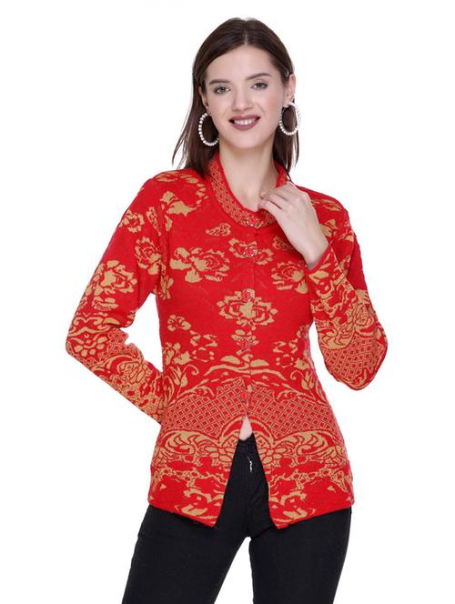 women round neck printed cardigan - 20599009 - Very Small Image - 1