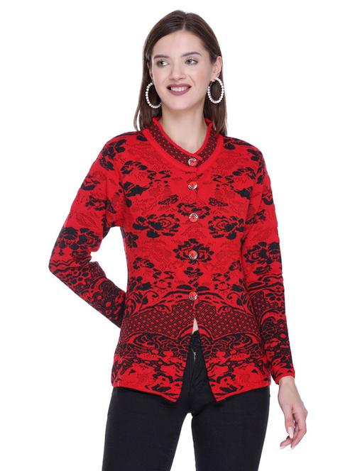 women round neck printed cardigan - 20599010 - Very Small Image - 1