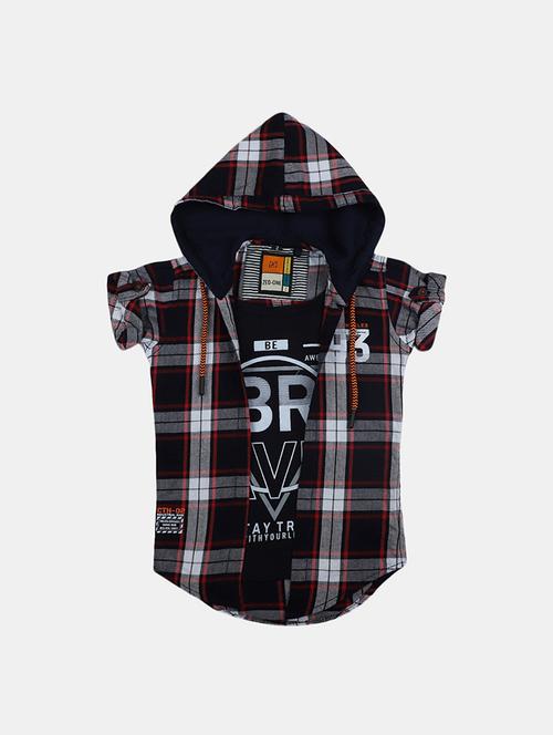 kids check printed shirt with hood neck - 20599119 - Very Small Image - 1
