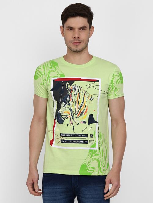 men round neck front print t-shirt - 20599908 - Very Small Image - 1