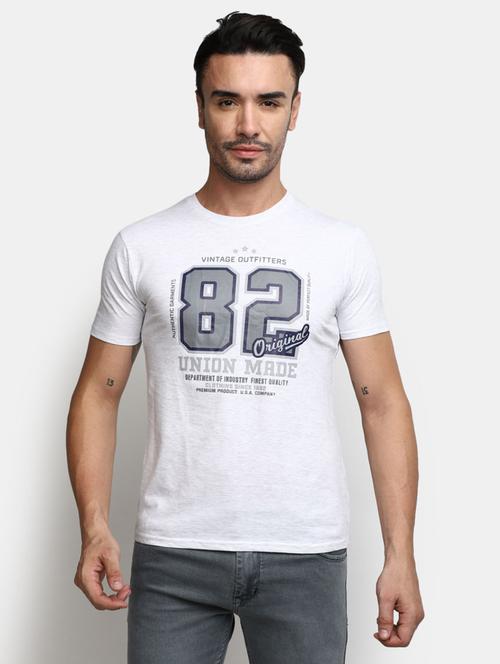 grey front printed casual t-shirt - 20599930 - Very Small Image - 1